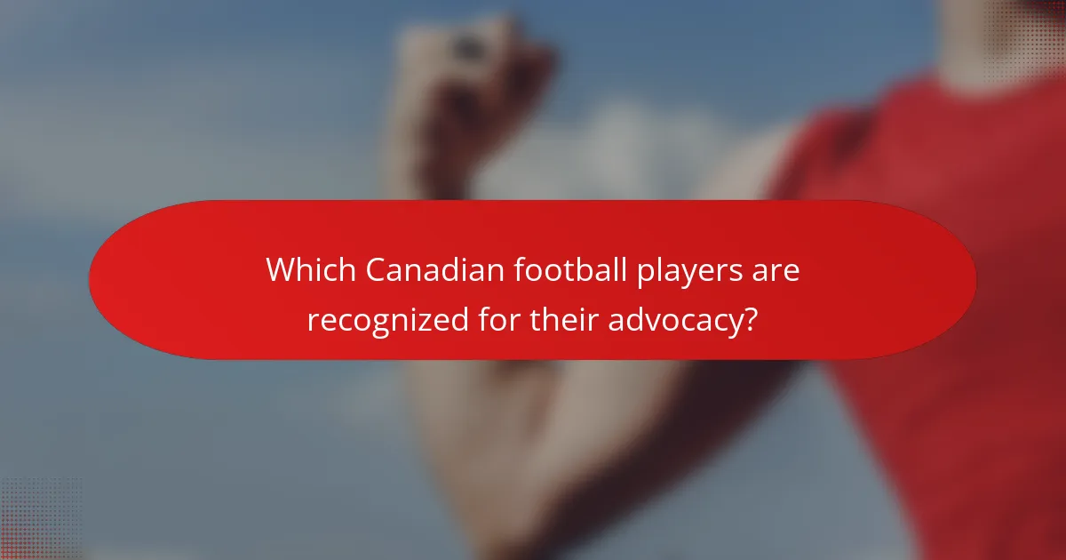 Which Canadian football players are recognized for their advocacy?