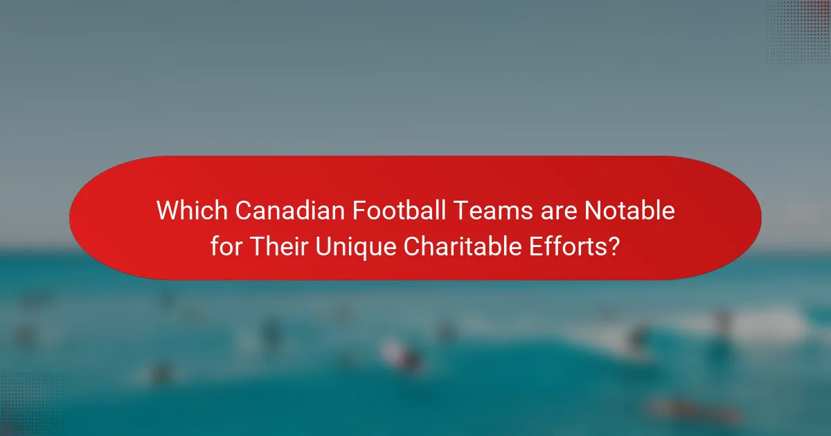 Which Canadian Football Teams are Notable for Their Unique Charitable Efforts?