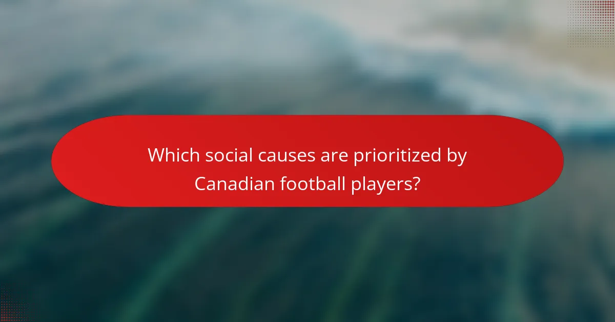 Which social causes are prioritized by Canadian football players?